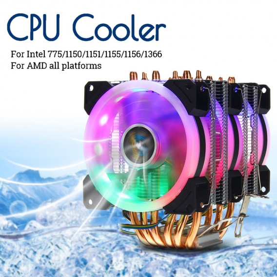 Hizek CPU-Kühler Lüfter Kühlkörper Kühlsystem Kühlsystem Grafiklüfter Prozessorlüfter Fan 6 Heatpipes für Desktop-PC hydraulisch