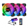 12cm RGB PC Computer Fall Lüfter Kühler mit Controller Remote, Geräuscharm Super Silent Farbe 3 Lüftersteuerung B.