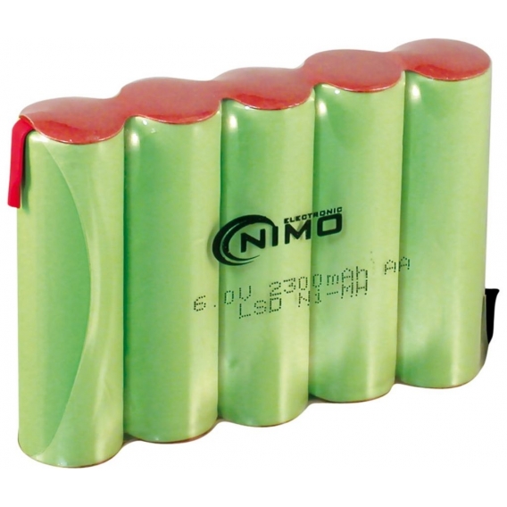Batterie 6Vdc 2300mA NiMh AAx5 Maße 70x49x14mm