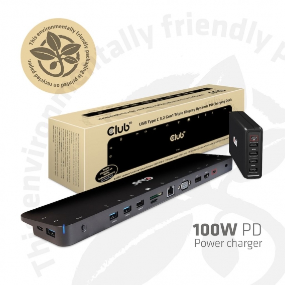 Club3D ChargingDock USB-C 3.2 -＞7xUSB/DP/HDMI/LAN/Audio 100W retail