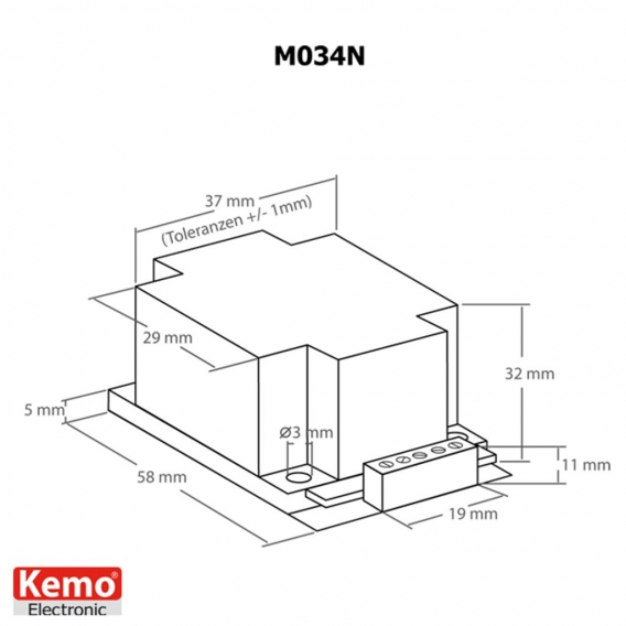 Kemo M034N Mono-Verstaerker Baustein 6 V, 9 V, 12 V, 16 V/DC 40W 4Ω