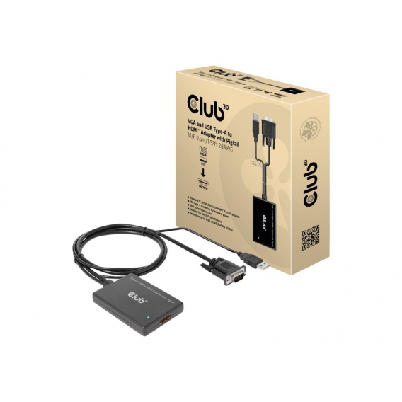 Club3D Adapter VGA + USB-A ＞ HDMI       0,6m     St/Bu retail
