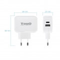 USB-Ladegerät für  die Wand TooQ TQWC-2SC02WT