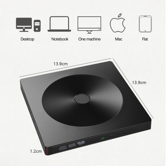 Externes DVD-Laufwerk, tragbarer USB3.0-CD  DVD-RW-Laufwerk-DVD-Player, geeignet für Laptops