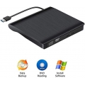 Externes DVD Laufwerk USB3.0, DVD/CD Brenner, tragbar USB CD Laufwerk für alle Laptops und Desktops, Notebook, kompatibel mit Wi