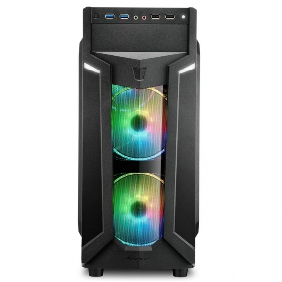 Sharkoon VG6-W RGB - Midi ATX Tower - PC - Schwarz - ATX,Micro ATX,Mini-ATX - Gaming - Rot/Grün/Blau