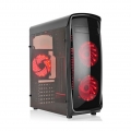 L-link | Gaming Tower Kazumi Led Red | ATX-Gehäuse mit 4 Lüftern und Fenster | USB 3.0