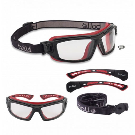 Bollé Ultim8 Airsoft Goggles, farbloses wasserdichtes Glas, Antibeschlag- und Antikratzbehandlung, Band