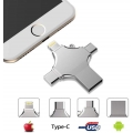 Externer Speicher für iPhone, USB Stick 32/64/ 128GB, 4 in 1 USB Memory Stick- USB Flash Drive Metall Speicherstick Speichererwe