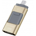SOONTEC 128 GB Gold 3.0 USB-Stick Memory Stick 3 in1 MICRO USB/PC/iPhone