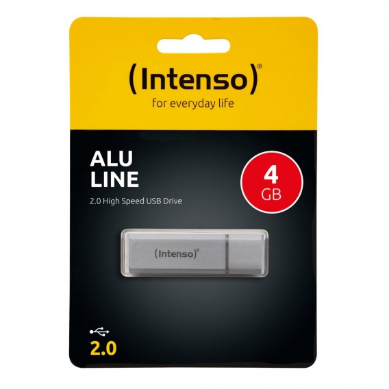 Intenso Alu Line USB 2.0 mit Kappe, 4 GB, silber