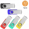 32GB USB Stick,5 Stück Einklappbarer Flash Speicherstick,2.0 Flash Drive Pack Rotate Metall USB-Sticks, Mehrfarbig