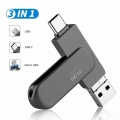 USB C Stick HUGERSTONE USB Stick 64GB 3 in 1 USB Stick, Type-C USB 3.0 Stick, Speicherstick für MacBook Pro, Android Handy, Pad,