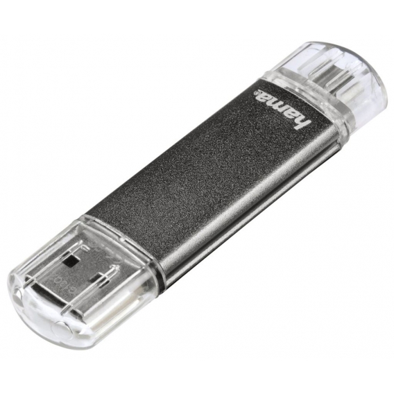 Hama Laeta Twin 16GB, USB 2.0, USB 2.0, Type-A, Kappe, Grau, Metall, Kunststoff