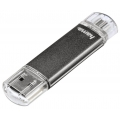 Hama Laeta Twin 16GB, USB 2.0, USB 2.0, Type-A, Kappe, Grau, Metall, Kunststoff