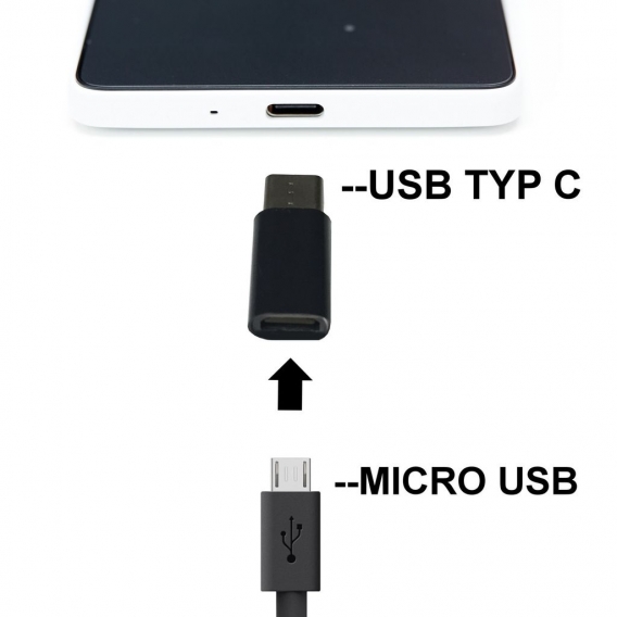 USB 3.1 Typ C Adapter SCHWARZ Micro USB Converter Stecker Type C für Cubot Cheetah 2