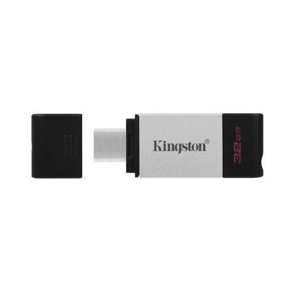 Kingston DataTraveler 80 - 32 GB - USB Typ-C - 3.2 Gen 1 (3.1 Gen 1) - 200 MB/s - Kappe - Schwarz - Silber