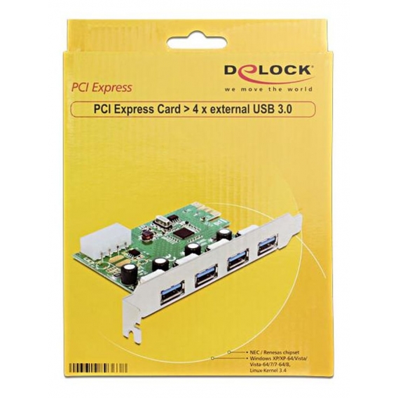Delock 89363 - PCIe - USB 3.0 - 5 Gbit/s - Windows 7 Home Basic,Windows 7 Home Basic x64,Windows 7 Home Premium,Windows 7 Home P