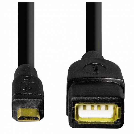 Hama - 78426 USB-2.0-OTG-Adapterkabel, Micro-Stecker - A-Kupplung, Schwarz, 0,15 m
