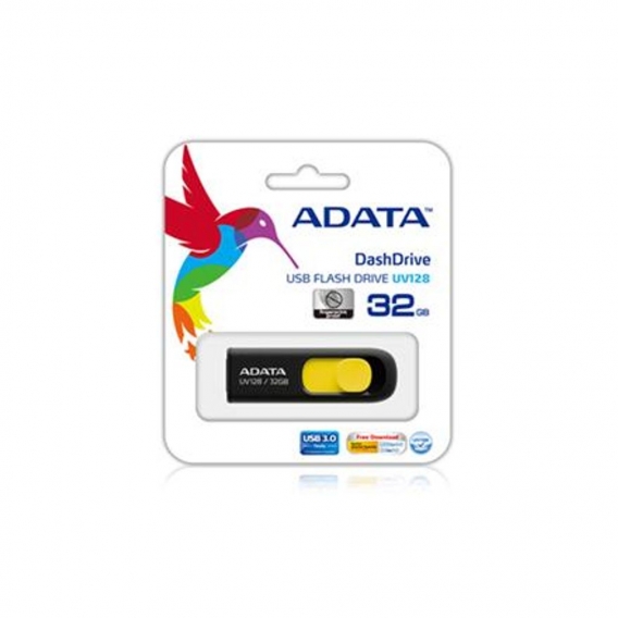 ADATA 64GB DashDrive UV128, 64 GB, USB 3.0, Slide, 21 mm, 69 mm, 9 mm