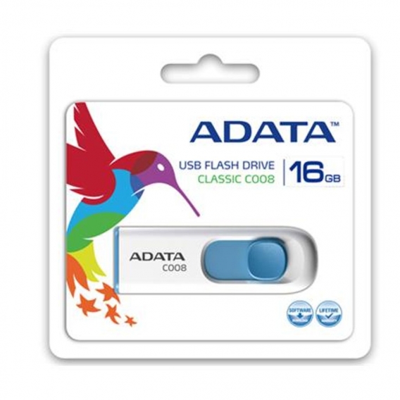 ADATA C008 16 GB, USB 2.0, Weiß/Blau