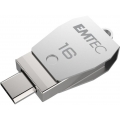 Emtec T250B, 16 GB, USB Type-A / Micro-USB, 2.0, Drehring, Edelstahl