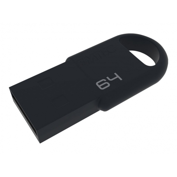 Emtec D250 Mini, 64 GB, USB Typ-A, 2.0, Ohne Deckel, Schwarz