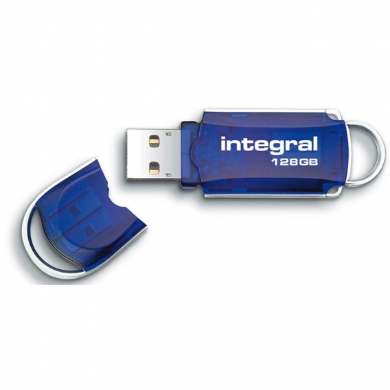 Integral 128GB USB2.0 DRIVE COURIER BLUE, 128 GB, USB Typ-A, 2.0, 12 MB/s, Kappe, Blau, Silber