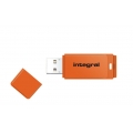 Integral 64GB USB2.0 Memory Flash Drive (Memory Stick) Neon Orange