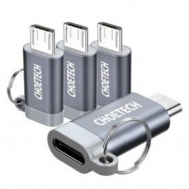 More about Choetech Set mit 4 USB-Typ-C-zu-Micro-USB-Adaptern mit Metallaufhänger, grau (PD-2CMGY)