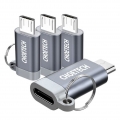 Choetech Set mit 4 USB-Typ-C-zu-Micro-USB-Adaptern mit Metallaufhänger, grau (PD-2CMGY)