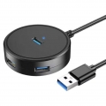 4 Ports USB 3.0 Data Hub USB Splitter Professionelles Premium-Zubehör Weitgehend kompatibel Farbe Schwarz
