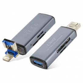 More about 2-in-1 Lightning / USB-Stecker SD / Micro-SD Kartenleser, LinQ - Grau