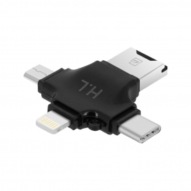 More about 4-in-1 Micro-SD Kartenleser USB-C / Lightning / Micro-USB / USB - Schwarz