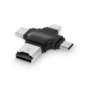 4-in-1 Micro-SD Kartenleser USB-C / Lightning / Micro-USB / USB - Schwarz