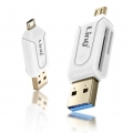 LinQ OTG SD/Micro SD Kartenleser mit USB/Micro USB Anschluss – Weiß