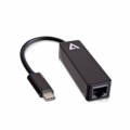 V7 USB-Videoadapter USB-C (m) auf RJ45 (f), schwarz, Schwarz, China, CE, FCC, 70 mm, 190 mm, 10 mm