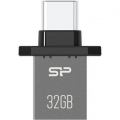 Silicon Power USB-C Flash Drive Mobile C20 32 GB, USB Type-C 3.2 Gen 1 (USB 3.1, USB 3.0, USB 2.0 kompatibel), Grau/Schwarz