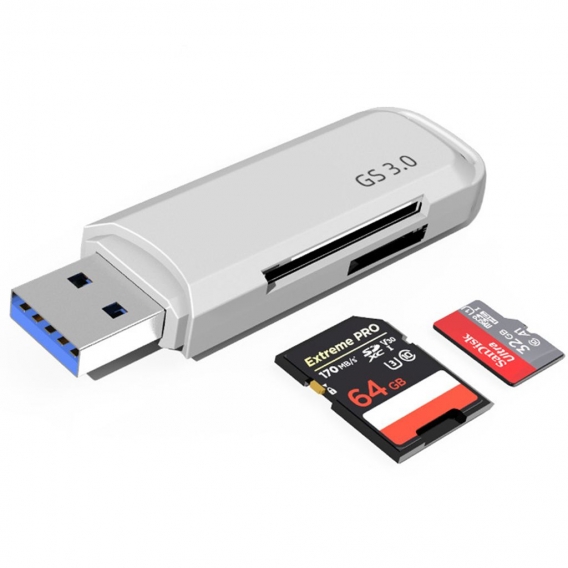 USB 3.0 Kartenleser SD Kartenleser Micro SD Kartenleser Kartenleser mit gleichzeitigem Lesen von 2 Kartensteckplätzen SD Adapter