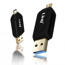 More about LinQ Schwarzer SD/Micro SD Kartenleser mit USB/Micro USB Anschluss