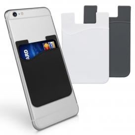 More about kwmobile 3x Kartenhalter Hülle für Smartphone - selbstklebend - Aufklebbare Silikon Kreditkarten Tasche Schwarz Grau Weiß - Maße
