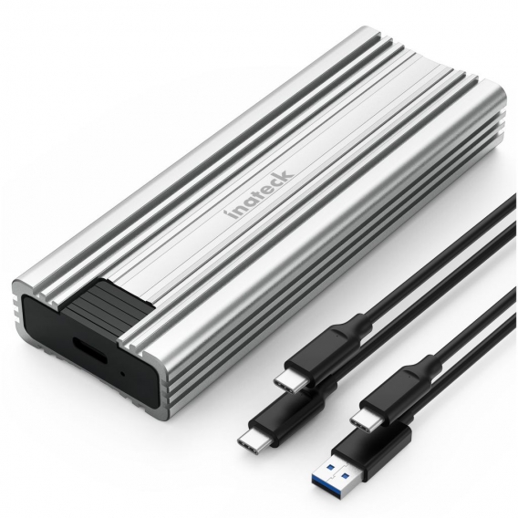 Inateck NVMe M.2 Festplattengehäuse mit 10 Gbps Übertragung, unterstützt M.2 SATA und NVMe SSD (2242, 2260, 2280) mit USB A zu C