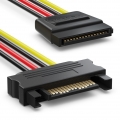 deleyCON SATA Kabel Set 2X SATA III Kabel mit 1x 90° Stecker + Y Strom Adapter Kabel - SSD HDD Festplatte
