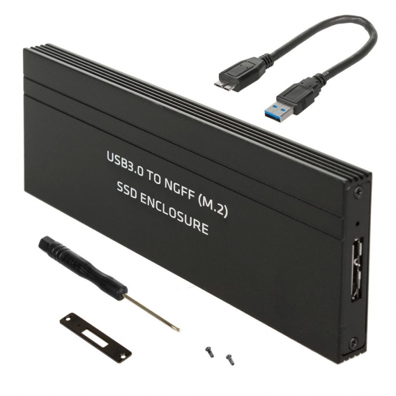 USB 3.0 Festplattengehäuse für M.2 SDD NGFF Festplatten bis zu 5Gbps Externes SSD Gehäuse 2230/2242/2260/2280mm Adapter Unterstü
