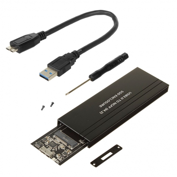 USB 3.0 Festplattengehäuse für M.2 SDD NGFF Festplatten bis zu 5Gbps Externes SSD Gehäuse 2230/2242/2260/2280mm Adapter Unterstü