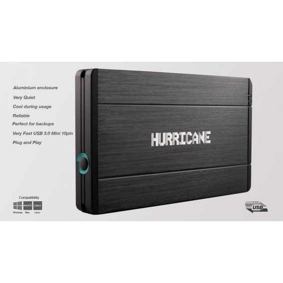 Hurricane 12.5mm GD25650 750GB 2.5" USB 3.0 Externe Aluminium Festplatte fr Mac, PC, PS4, PS4 Pro, Xbox, Backups