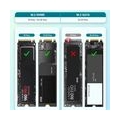 FIDECO M.2 NVME SATA SSD Gehäuse, PCIe USB 3.1, 10Gbps, Gen2 Festplattengehäuse, Festplatten-Adapter für 2230 2242 2260 2280 M.2