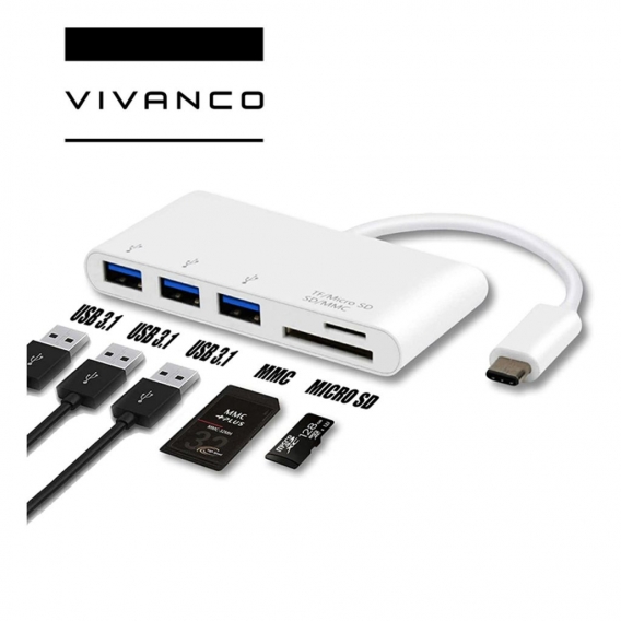 ViVanco™CC UC UA3CR Type C Cardreader + Hub
