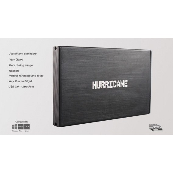Hurricane 9.5mm GD25612 250GB 2.5" USB 3.0 Externe Aluminium Festplatte fr Mac, PC, PS4, PS4 Pro, Xbox, Backups