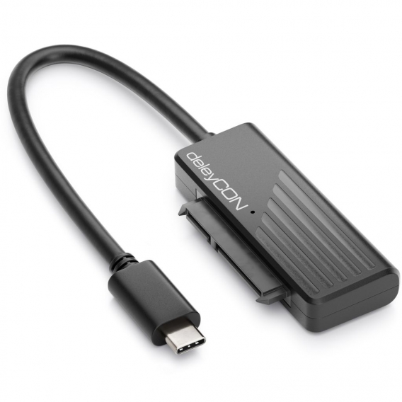 deleyCON USB 3.0 SATA Adapter Kabel USB C zu 2,5" Zoll Festplatten Laufwerke HDDs SSDs 5 GBit/s UASP SATA I II III Plug&Play
